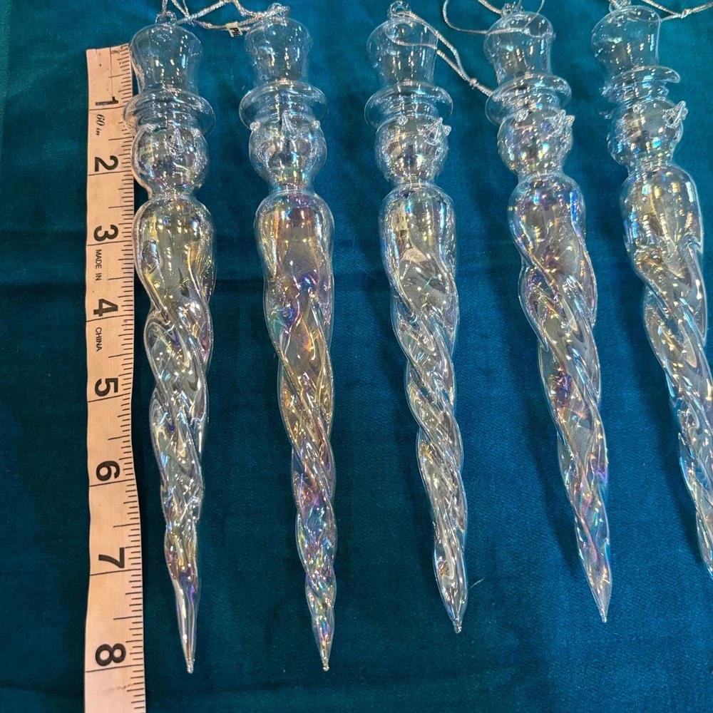 Pier 1 Iridescent Snowman Icicle Ornaments Set of 5